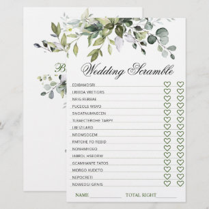 Elegant Eucalyptus Bridal Shower Scramble Game