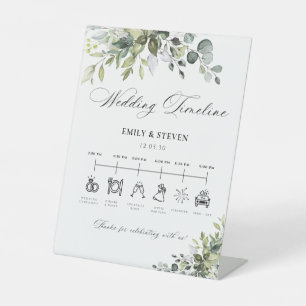 Elegant Eucalyptus Bridal Shower Timeline Sign