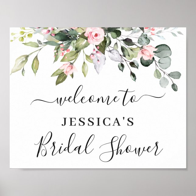Elegant Eucalyptus BRIDAL SHOWER Welcome Sign (Front)