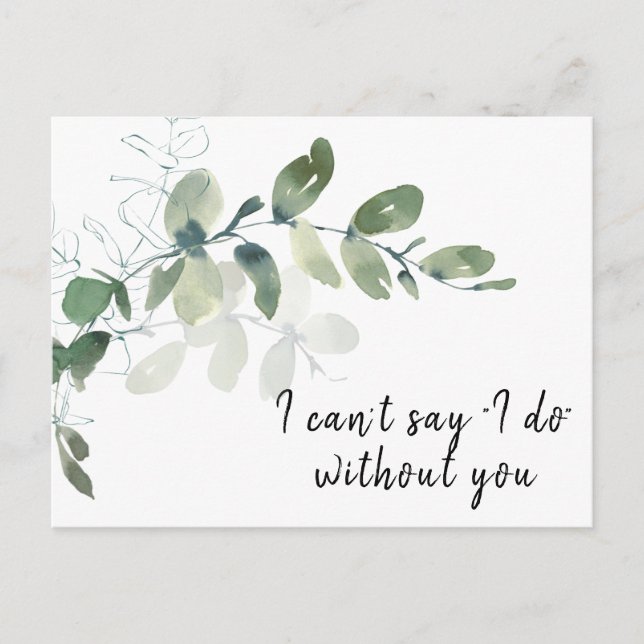 Elegant Eucalyptus Bridesmaid Proposal Card (Front)