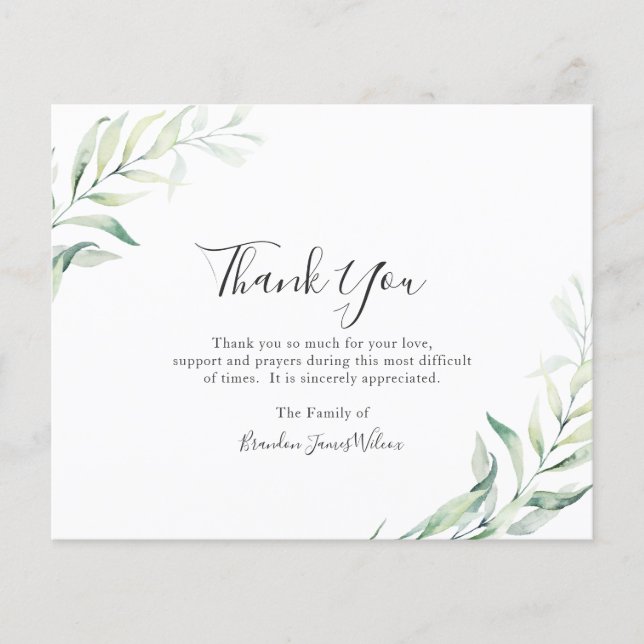 Elégant Eucalyptus Budget Carte de remerciements f (Devant)