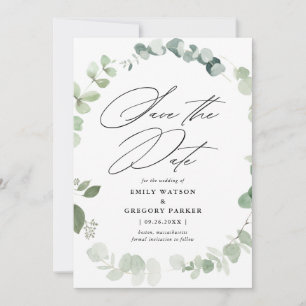Elegant Eucalyptus Calligraphy Wedding Save The Date