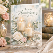 Elegant Eucalyptus Candlelight Happy Anniversary