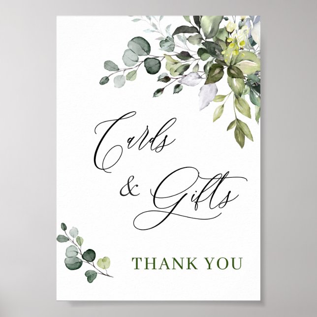 Elegant Eucalyptus Cards and Gifts Wedding Sign (Front)