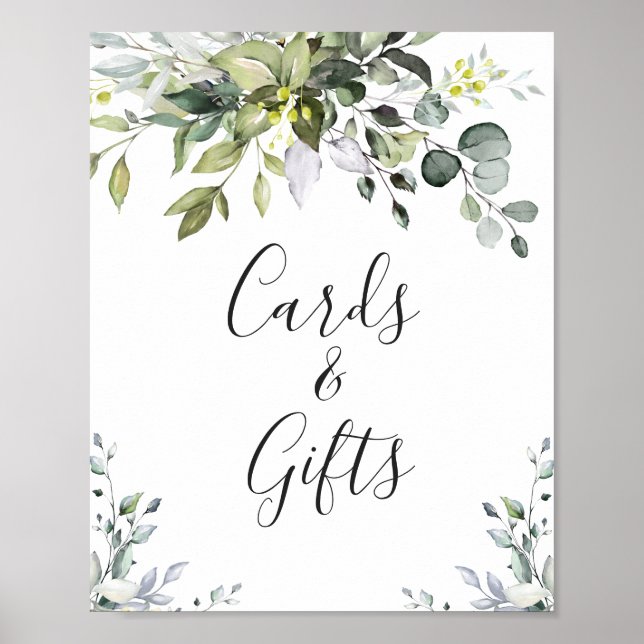 Elegant Eucalyptus Cards and Gifts Wedding Sign (Front)
