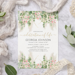 Elegant Eucalyptus Celebration of Life   Memorial Invitation