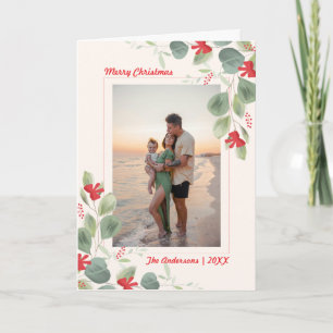 Elegant eucalyptus christmas photo card greenery