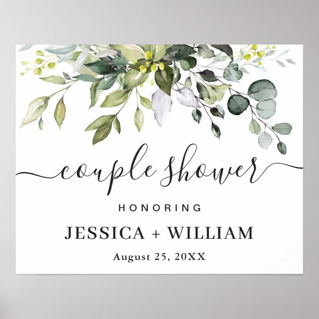 Elegant Eucalyptus COUPLE SHOWER Welcome Sign (Front)