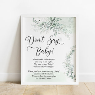 Elegant Eucalyptus Don't Say Baby Poster