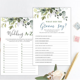 Elegant Eucalyptus Double-Sided Bridal Shower Game