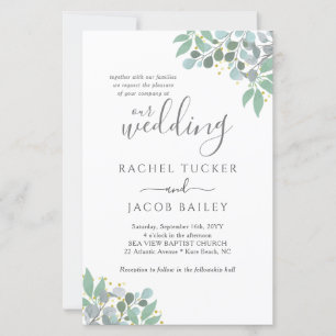 Elegant Eucalyptus Dusty Blue Wedding Invitation