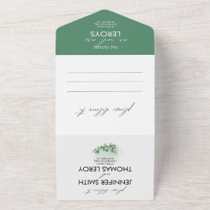 Elegant Eucalyptus Dusty Green Watercolor Wedding  All In One Invitation