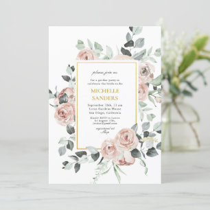Elegant Eucalyptus Dusty Rose Gold Bridal Shower  Invitation