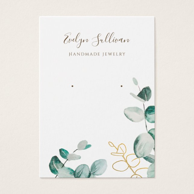 Elegant eucalyptus earring display card (Front)