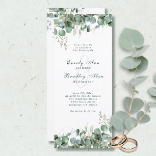 Elegant Eucalyptus Emerald Green Botanical Wedding Program