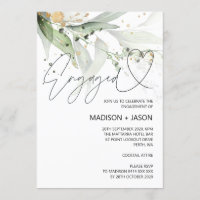 Elegant Eucalyptus Engagement Party Announcement