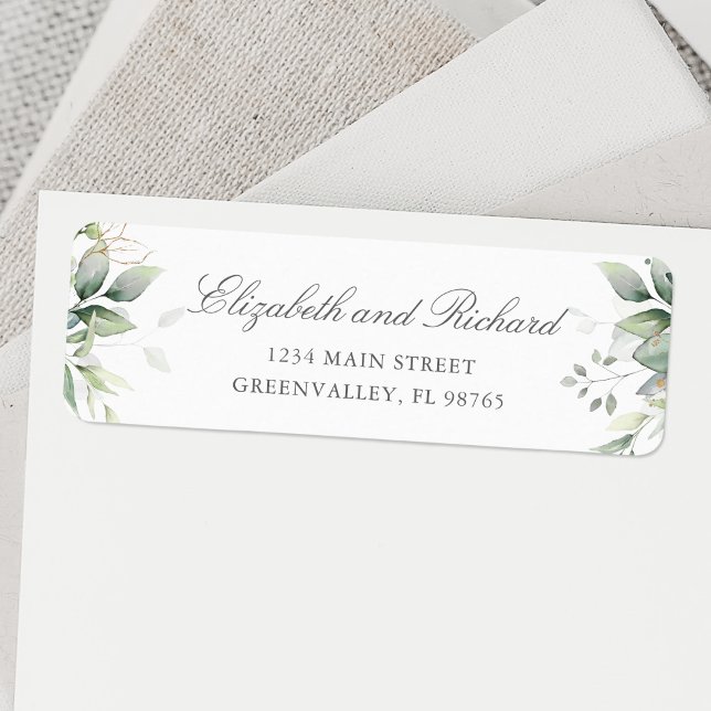 Élégant Eucalyptus Feuille de verdure retour (Let your return address be a work of art with this personalized eucalyptus leaves greenery label.)