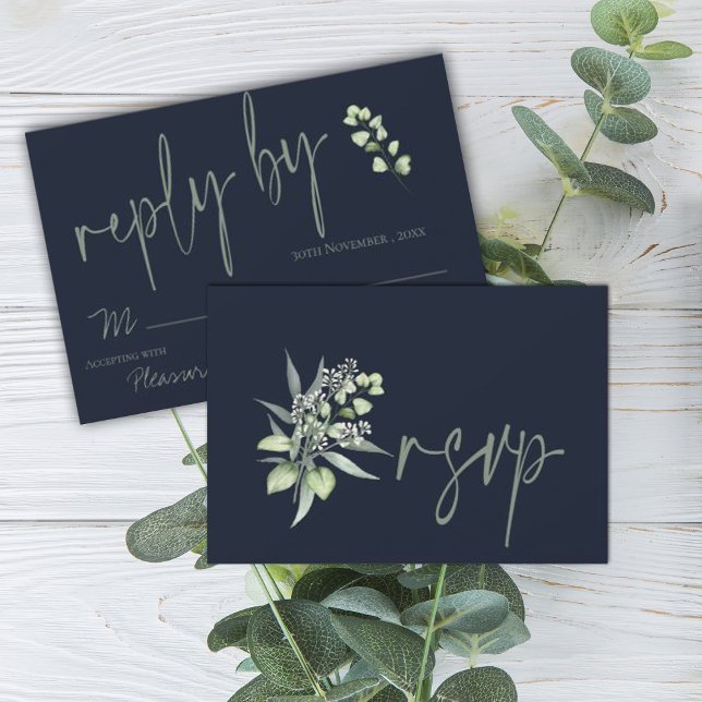 Elégant Eucalyptus Feuille mariage vert RSVP (Créateur téléchargé)