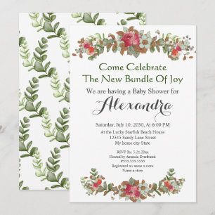 Elegant Eucalyptus Floral Baby Shower invitation