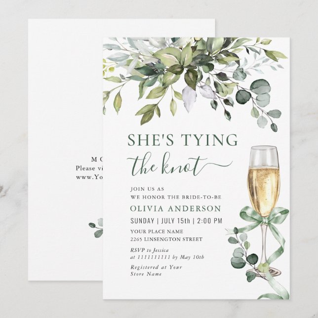Elegant Eucalyptus Floral Bridal Shower Invitation (Front/Back)