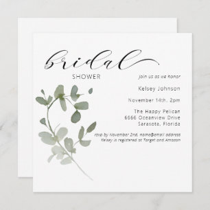 Elegant Eucalyptus Floral Bridal Shower Invitation