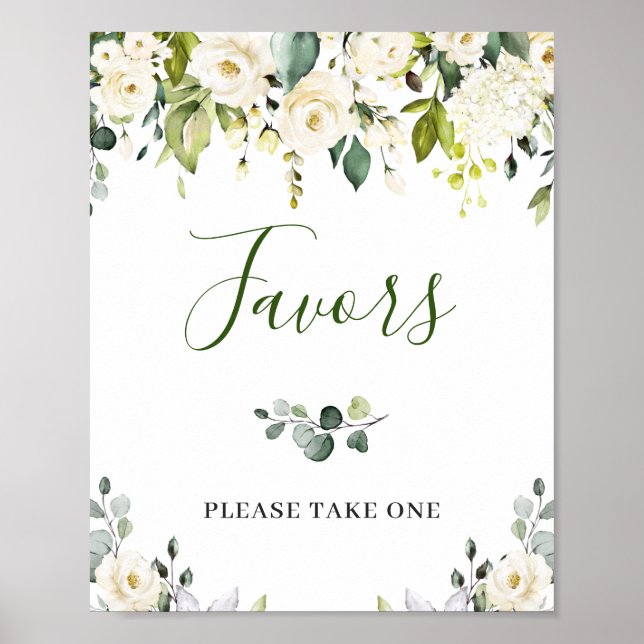 Elegant Eucalyptus Floral Favours Wedding Sign (Front)