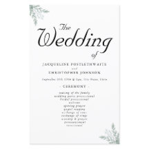 Elégant Eucalyptus Floral Mariage programme de cér
