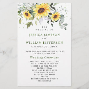 Elegant Eucalyptus Floral Wedding Ceremony Program
