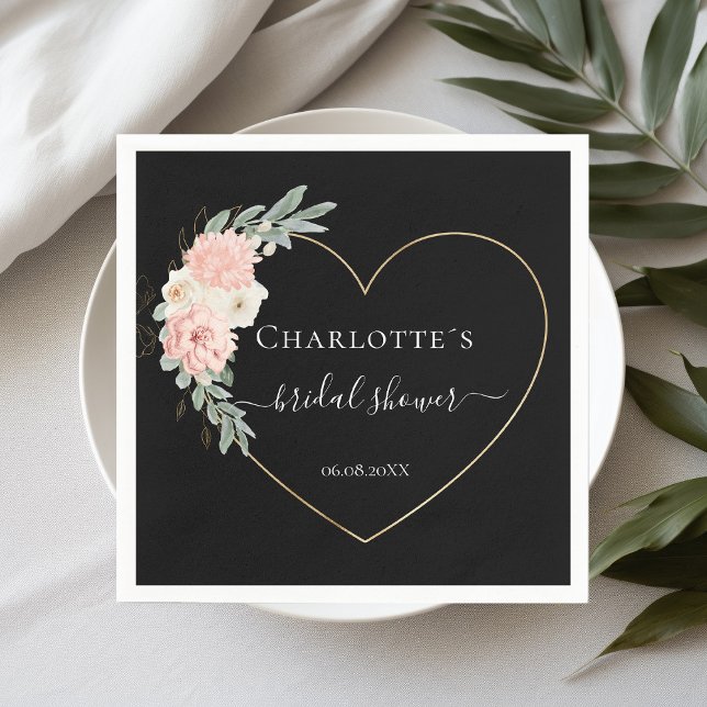 Elegant Eucalyptus Flower Heart Bridal Shower   Napkin (Creator Uploaded)