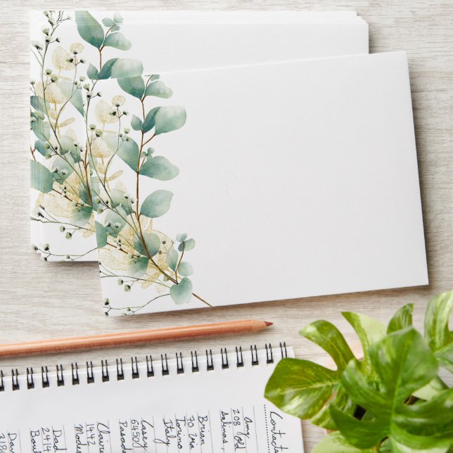 Elegant Eucalyptus Gender Neutral Baby Shower Envelope (Stacked)