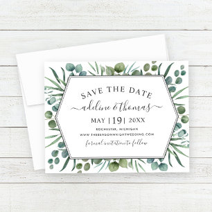 Elegant Eucalyptus Geometric Greenery Wedding Save The Date