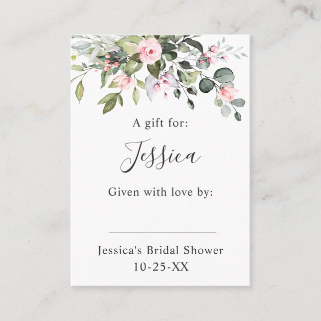 Elegant Eucalyptus Gift Bridal DISPLAY SHOWER Encl Enclosure Card (Front)