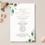 Elegant Eucalyptus Gold Greenery Wedding Program<br><div class="desc">Designed to coordinate with our Moody Greenery wedding collection,  this customizable Ceremony Program Template features watercolor eucalyptus greenery branches,  paired with an elegant script & classy serif font in gold and dark grey. To make advanced changes,  please select "Click to customize further" option under Personalize this template.</div>