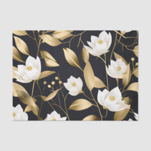 Elegant Eucalyptus Gold on Black Tissue Paper