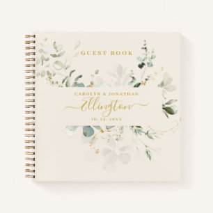Elegant Eucalyptus Gold Script Photo Guest book 