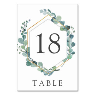 Elegant Eucalyptus Gold Wreath Table Number