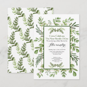 Elégant Eucalyptus Green Baby shower invitation