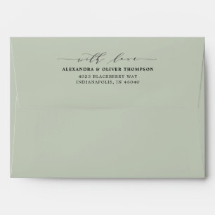 Elegant Eucalyptus Green Floral Pre-Addressed Envelope