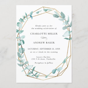 Elegant Eucalyptus Green Gold Invitation