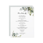 Elégant Eucalyptus Green Menu Mariage simple