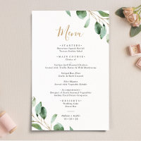Elégant Eucalyptus Green Menu Mariage simple