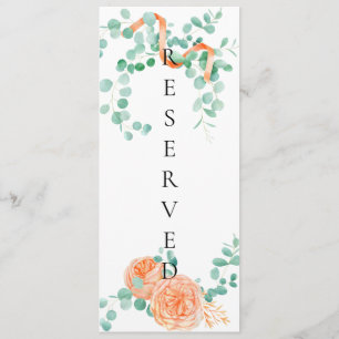 Elegant Eucalyptus Green Peach Floral Chair Sign Menu
