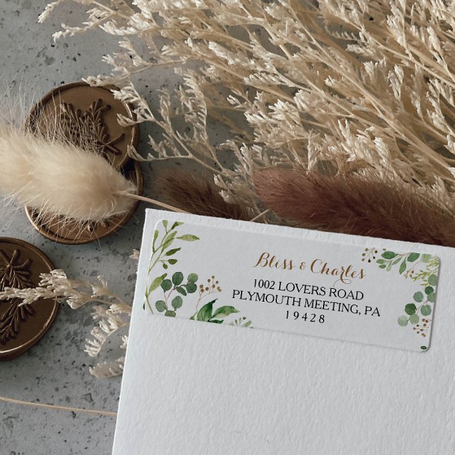 Élégant Eucalyptus Green Return Adresse Label (Créateur téléchargé)