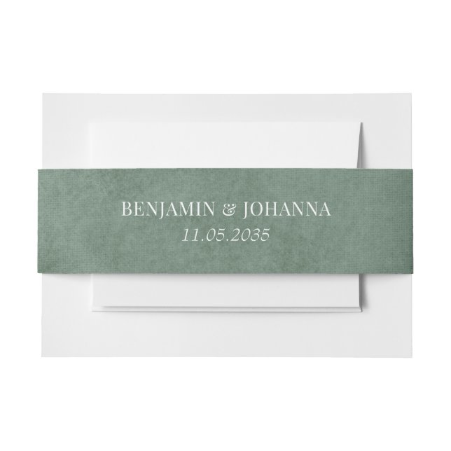 Elegant Eucalyptus Green Wedding Custom Invitation Belly Band (Front Example)