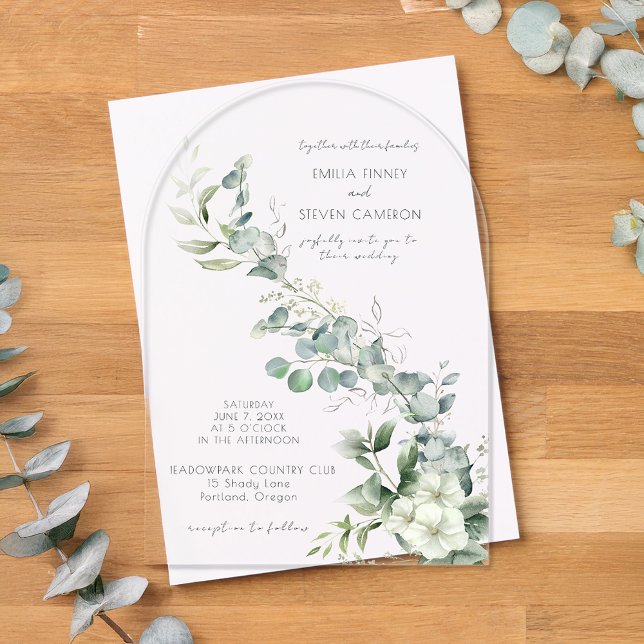Elegant Eucalyptus Greenery Acrylic Invitations (Creator Uploaded)
