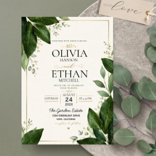 Elegant Eucalyptus Greenery and Gold Accents Invitation