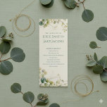 Elegant Eucalyptus Greenery Botanical Ceremony Program<br><div class="desc">This wedding program features a fresh and elegant botanical design with soft green eucalyptus leaves and delicate gold branches framing both the top and bottom of the card. The clean pale background and modern serif font create a refined and airy look, making the ceremony details and wedding party names easy...</div>