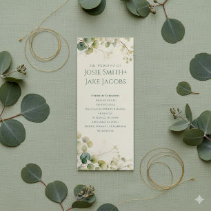 Elegant Eucalyptus Greenery Botanical Ceremony Program
