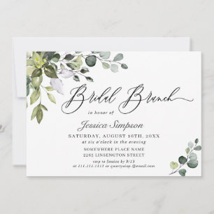 Elegant Eucalyptus Greenery Bridal Brunch Invitation