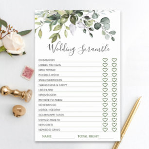 Elegant Eucalyptus Greenery Bridal Shower Game